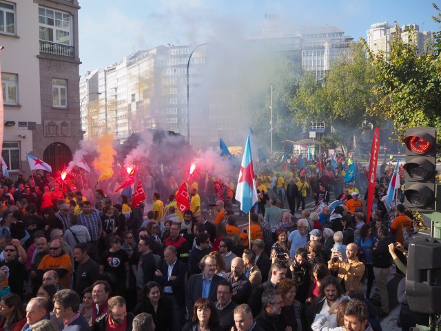 Manifestación dos traballadores da multinacional Alcoa na Coruña, Galicia