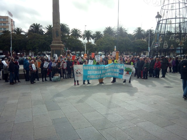 Protestas en Coruña pola defensa do sistema público de pensións