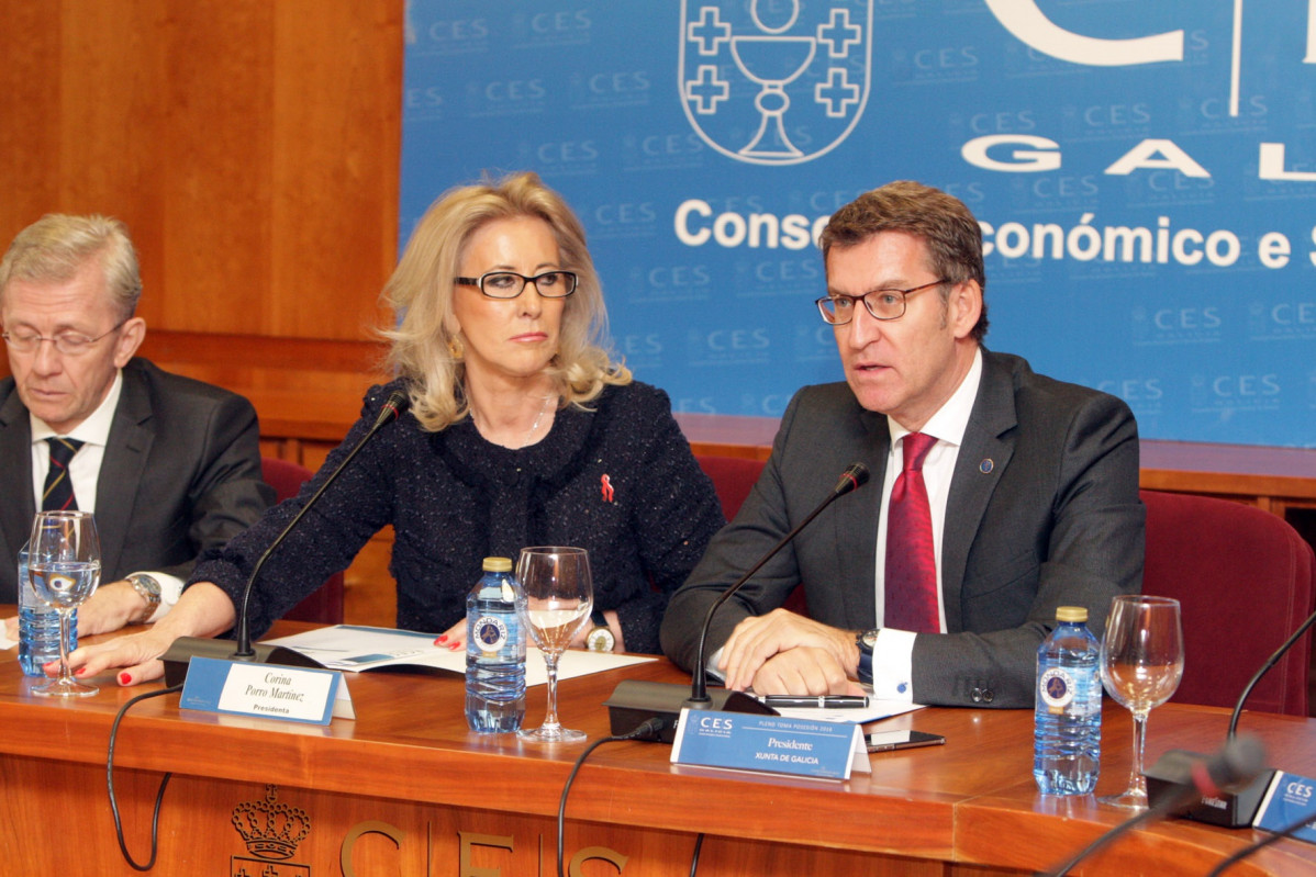 Alberto Núñez Feijóo, presidente de la Xunta de Galicia e Corina Porro, presidenta do Consello Económico e Social de Galicia.