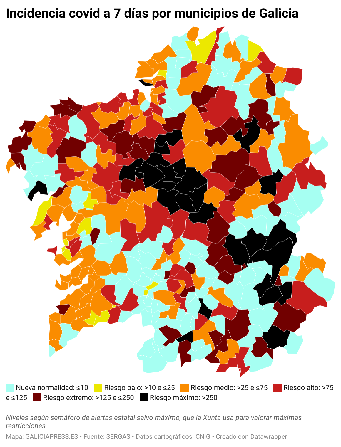 Ur7ci incidencia covid a 7 d as por municipios de galicia 