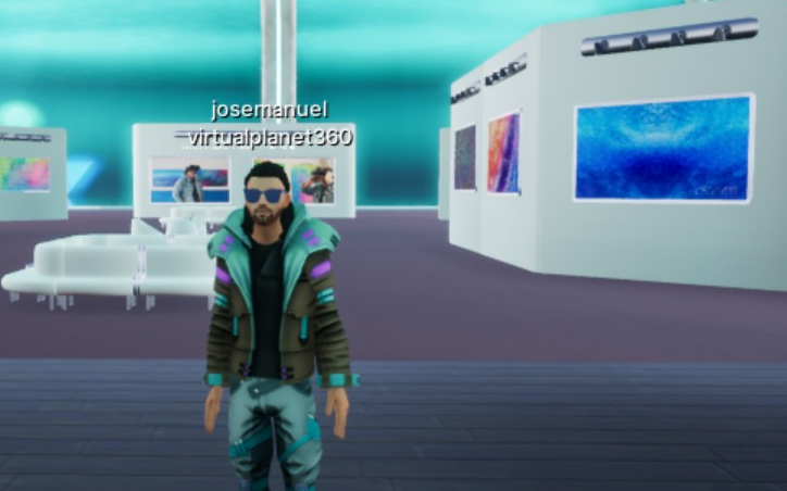 O avatar de Elohim na súa mostra no Metaverso