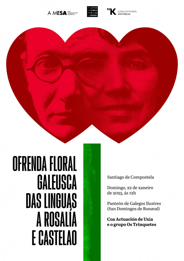 Cartel del acto organizado el 22 de enero por A Mesa pola Normalización Lingüística