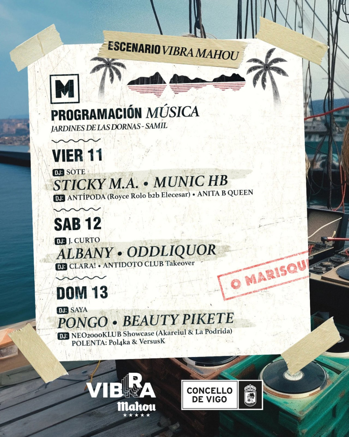 Cartel de actuaciones musicales de O Marisquiu00f1o