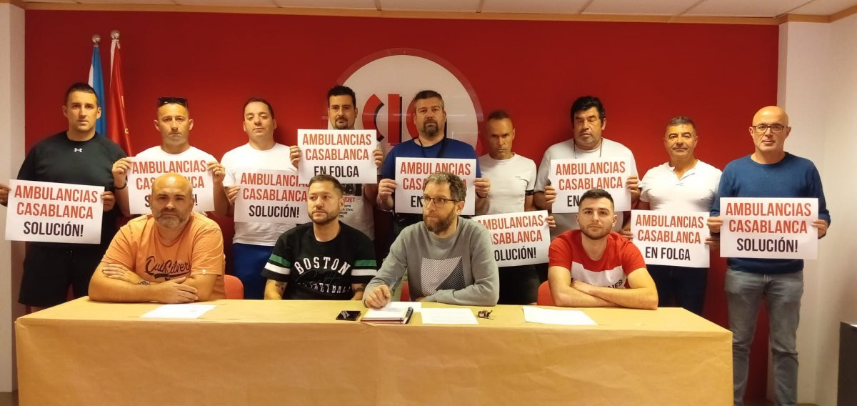 Rueda de prensa de los trabajadores de Ambulancias Casablanca esta semana en una foto de CIG