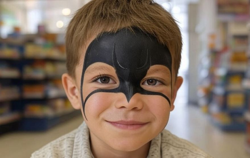 Un niu00f1o con la cara pintada para carnaval en una imagen creada por Grok IA