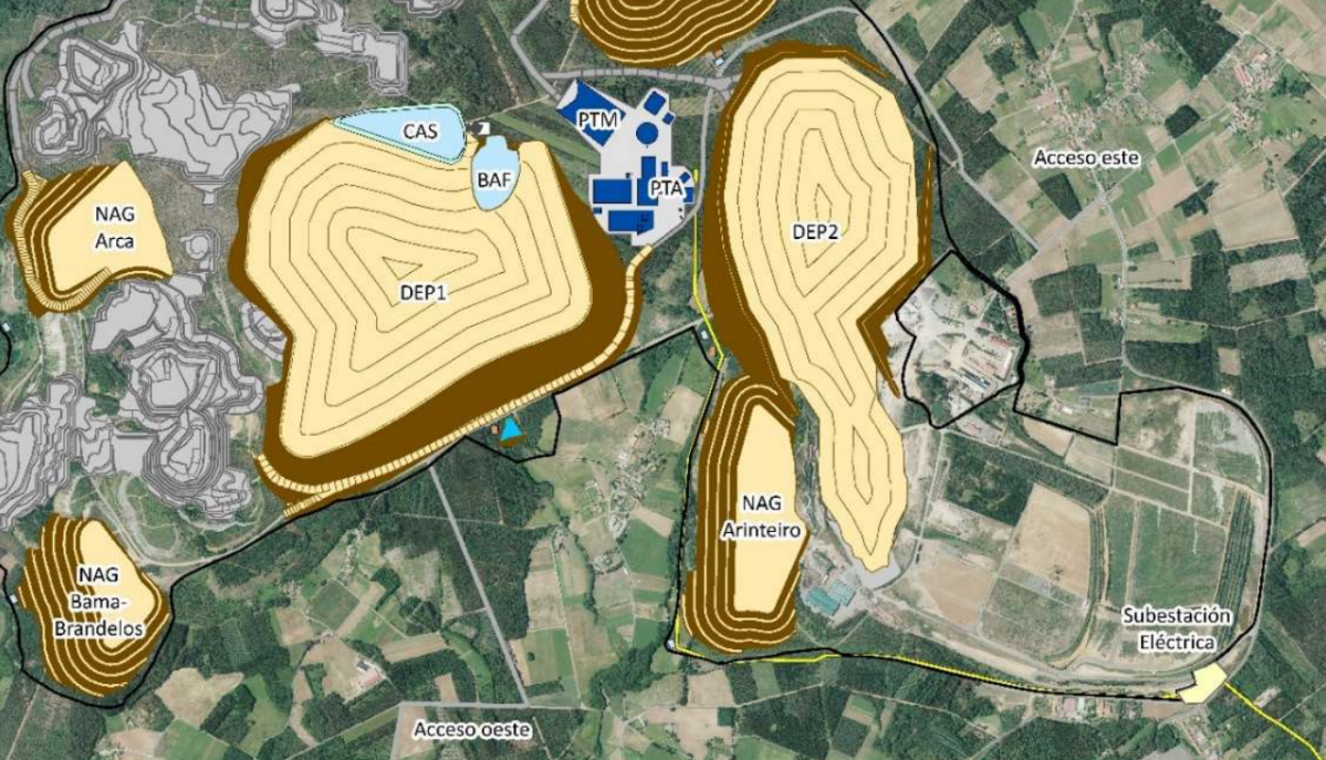 Plano de la mina en la zona de Arinteiro