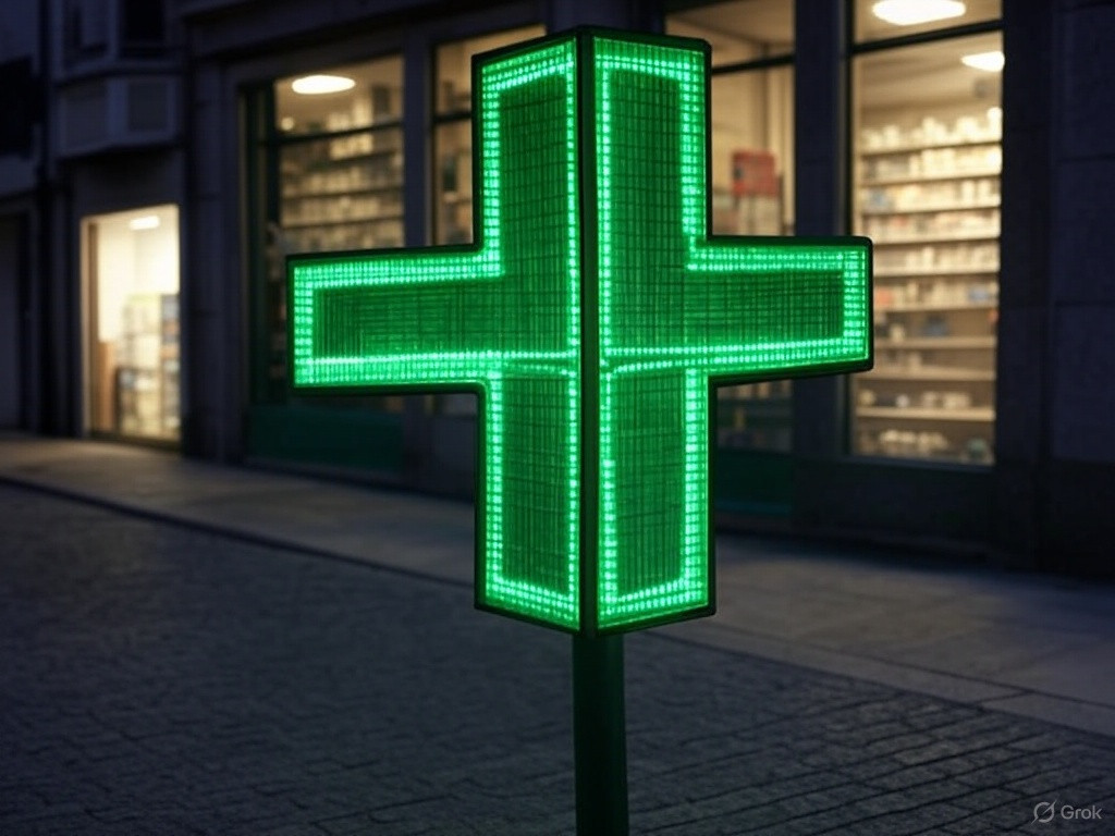 Cruz de una farmacia en una imagen creada con IA Grok