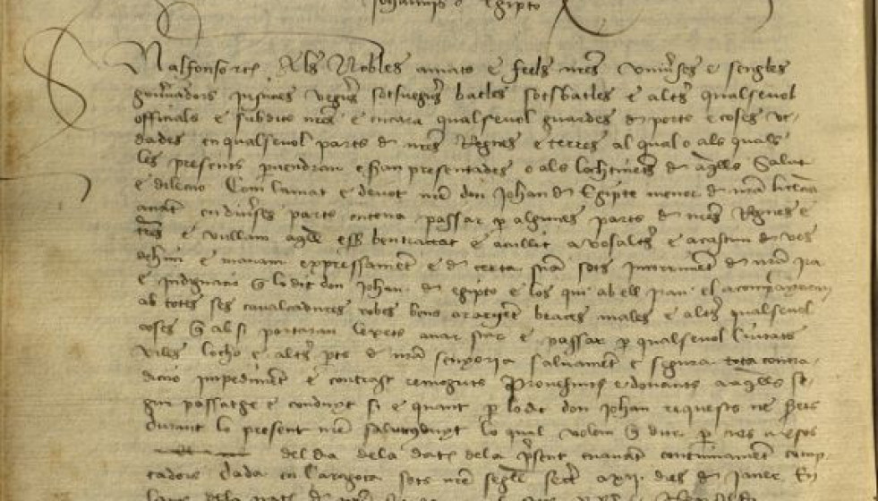 Salvoconducto para un romaní (1425) emitido por la Corona de Aragón