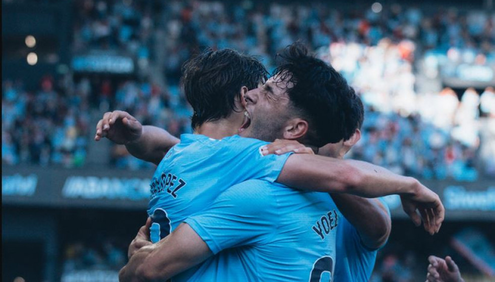 Fer López celebra el primer gol frente al Villareal en una imagen del Celta