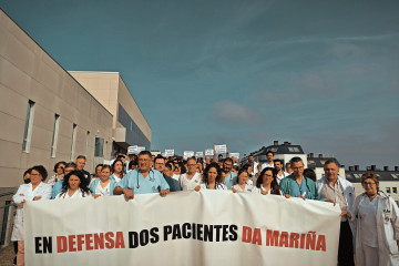 Personal facultativo de A Mariña se ha manifestado este miércoles por la falta de profesionales, a 9 de abril de 2025.