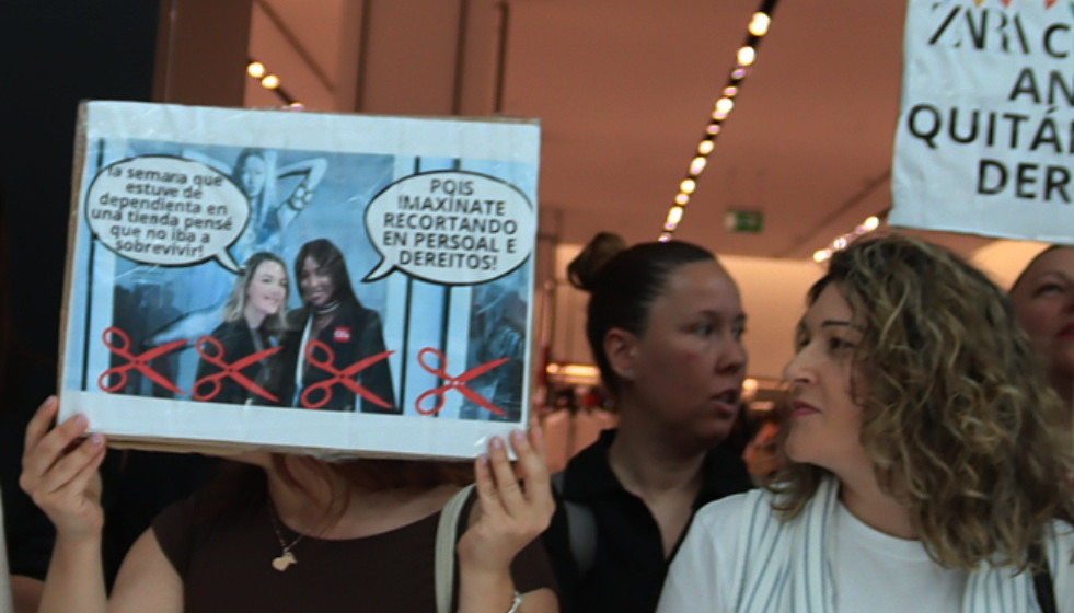 Cartel en la protesta en Zara
