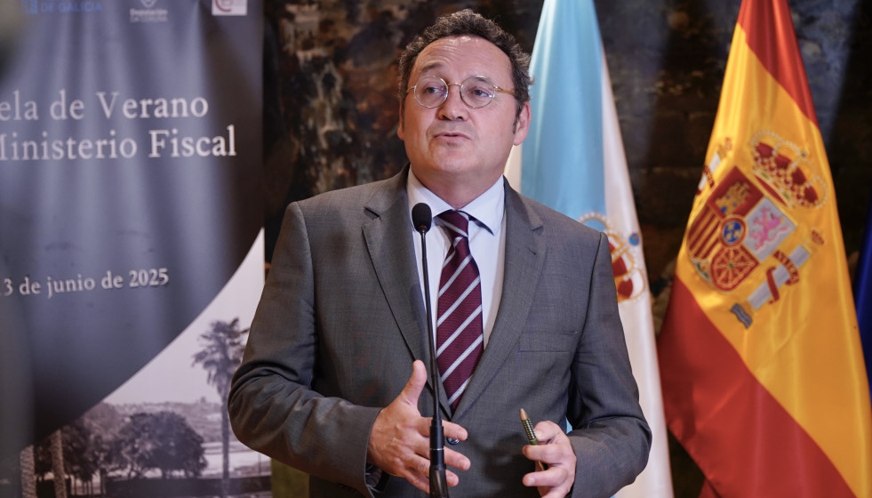 El fiscal general del Estado, Álvaro García Ortiz, clausura la escuela de verano del Ministerio Fiscal, en el Pazo de Mariñán, a 13 de junio de 2025, en Bergondo, A Coruña (España).