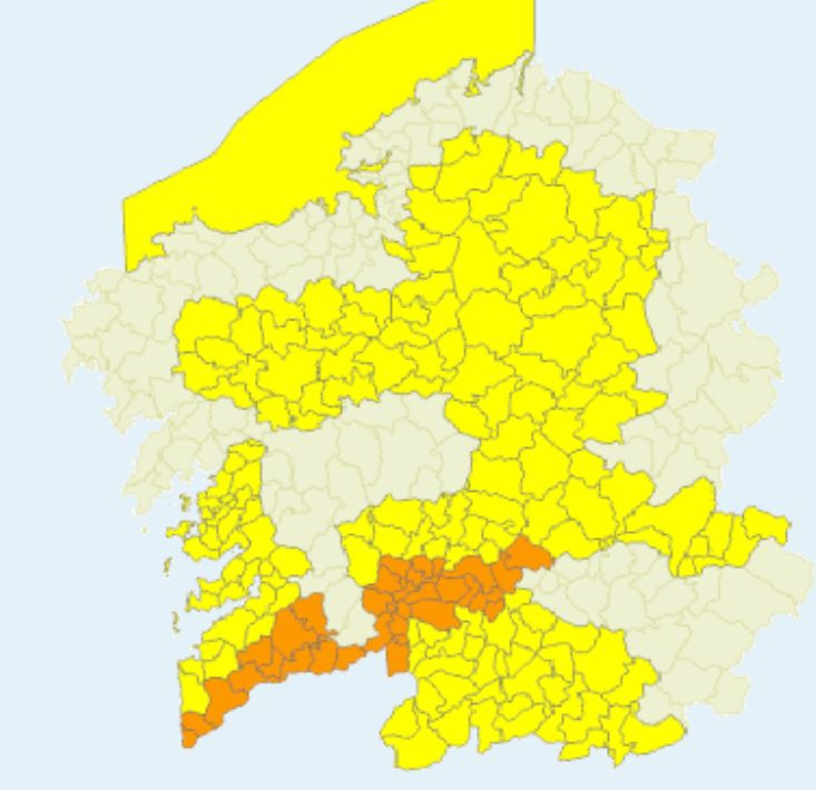 Alertas de Meteogalicia para martes