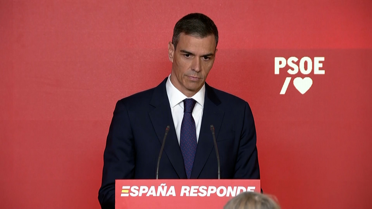 Pedro Su00e1nchez en la sede del PSOE