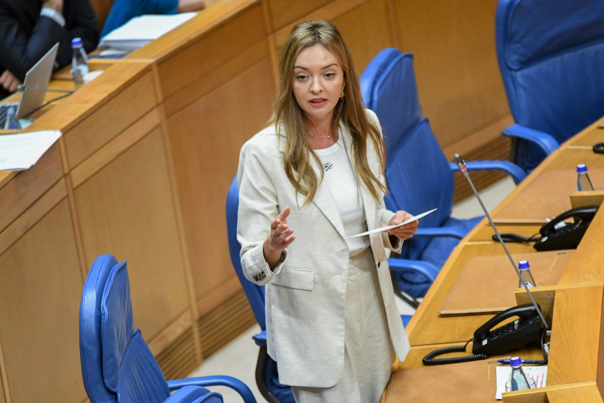 La conselleira de Política Social e IgUALDADE, Fabiola García, en una respuesta en un pleno.