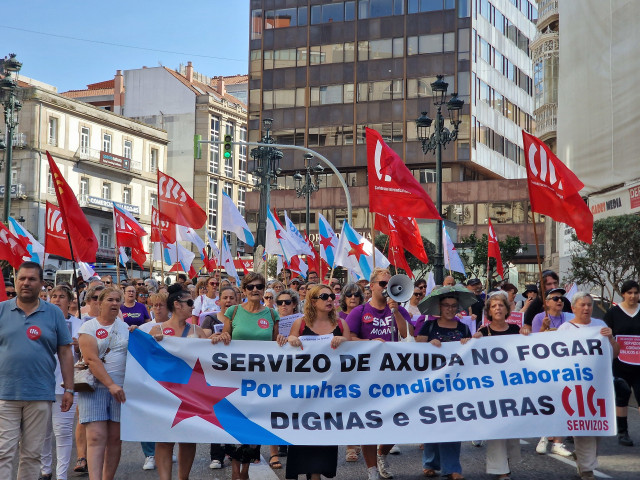 Imagen de la manifestación de este miércoles en Vigo.