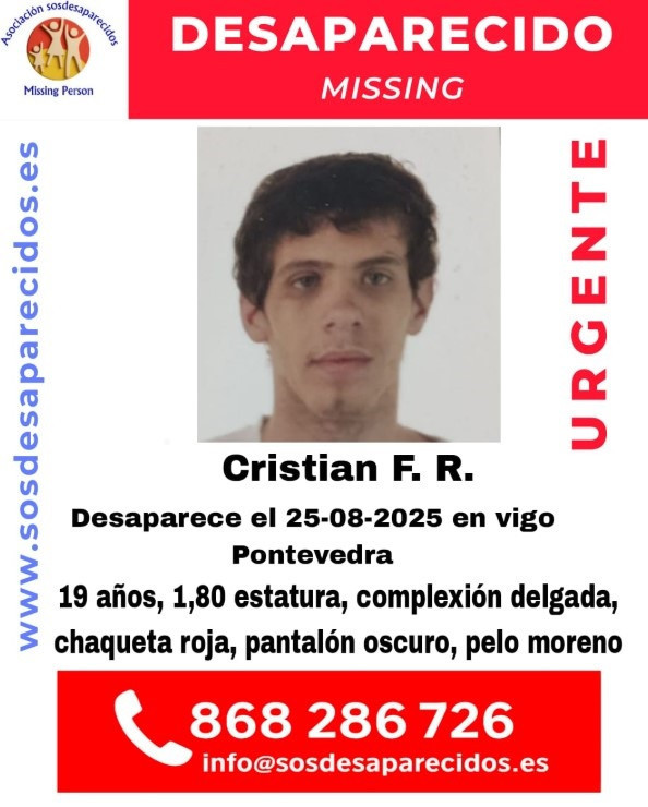 Buscan a un joven de 19 años de edad desaparecido en Vigo