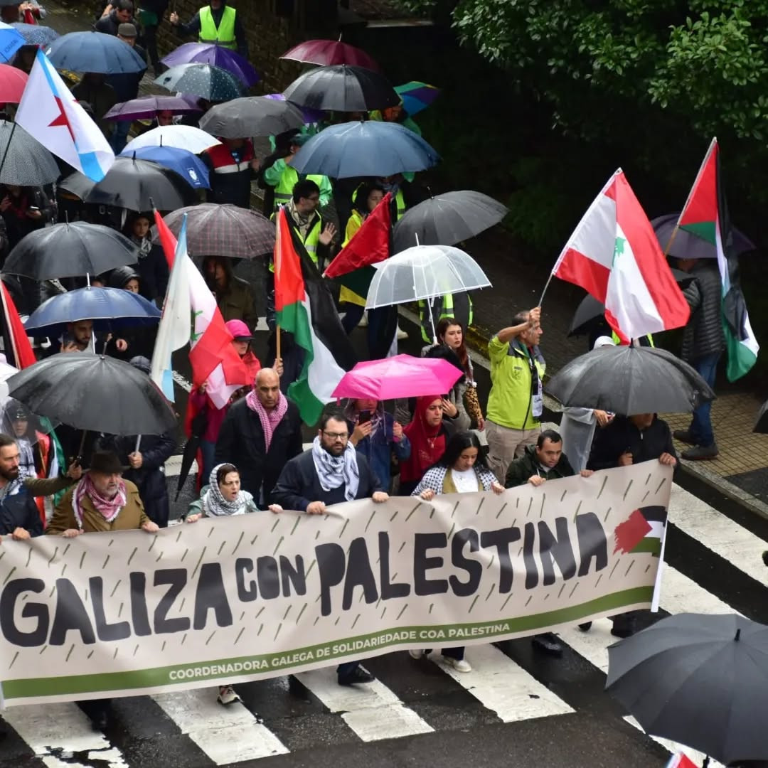 Manifestaciu00f3n de Galiza por Palestina en 2024 en una imagen de su Facebook