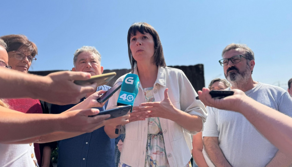 La portavoz nacional del BNG, Ana Pontón, en declaraciones a los medios, a 17 de agosto de 2025.