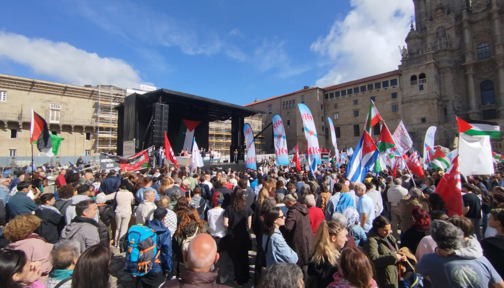 Obradoiro durante la manifestación a favor de Palestina