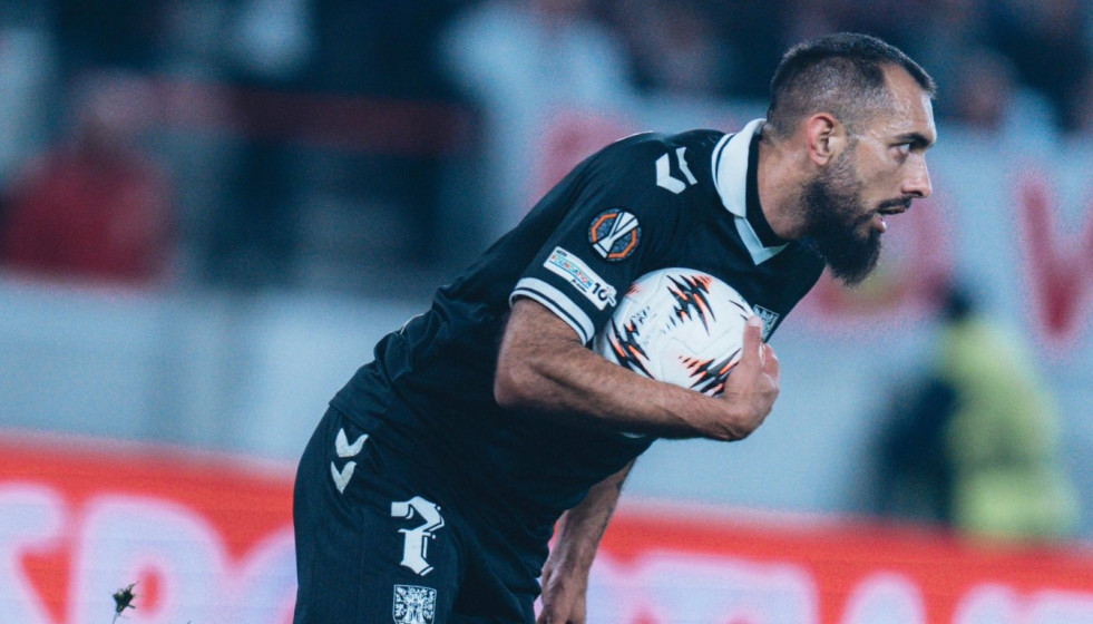 Borja Iglesias tras su primer gol en Europa con el Celta