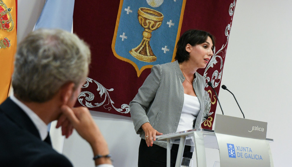 Imagen de Lorenzana en la rueda de prensa tras el Consello de la Xunta.