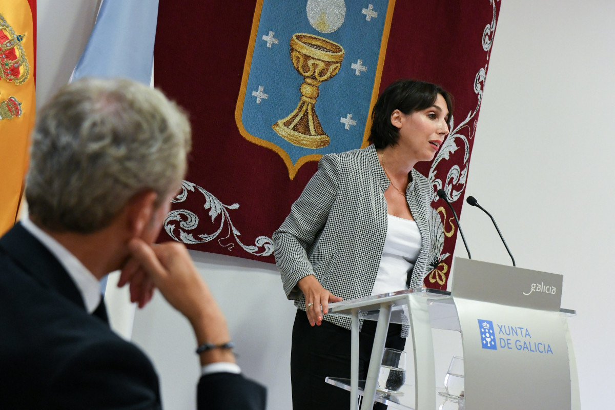 Imagen de Lorenzana en la rueda de prensa tras el Consello de la Xunta.