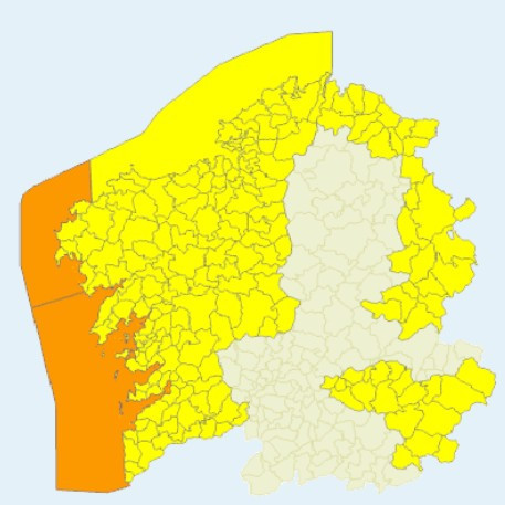 Alertas de Meteogalicia vigentes el martes