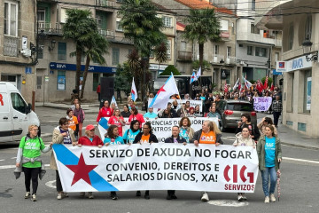 Concentración convocada por la CIG por condiciones dignas en el SAF, en Ponteareas (Pontevedra)