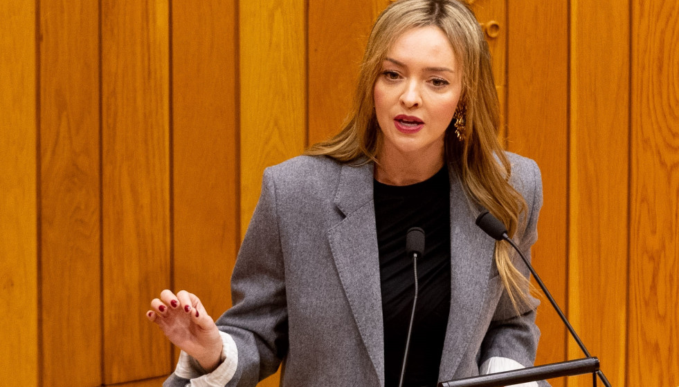La conselleira de Política Social e Igualdade, Fabiola García, comparece en el pleno del Parlamento de Galicia