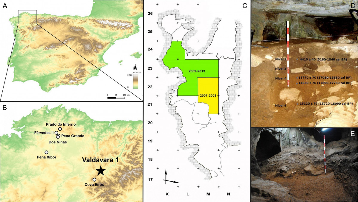 Ubicaciu00f3n del yacimiento de Valdavara 1, en Becerreu00e1