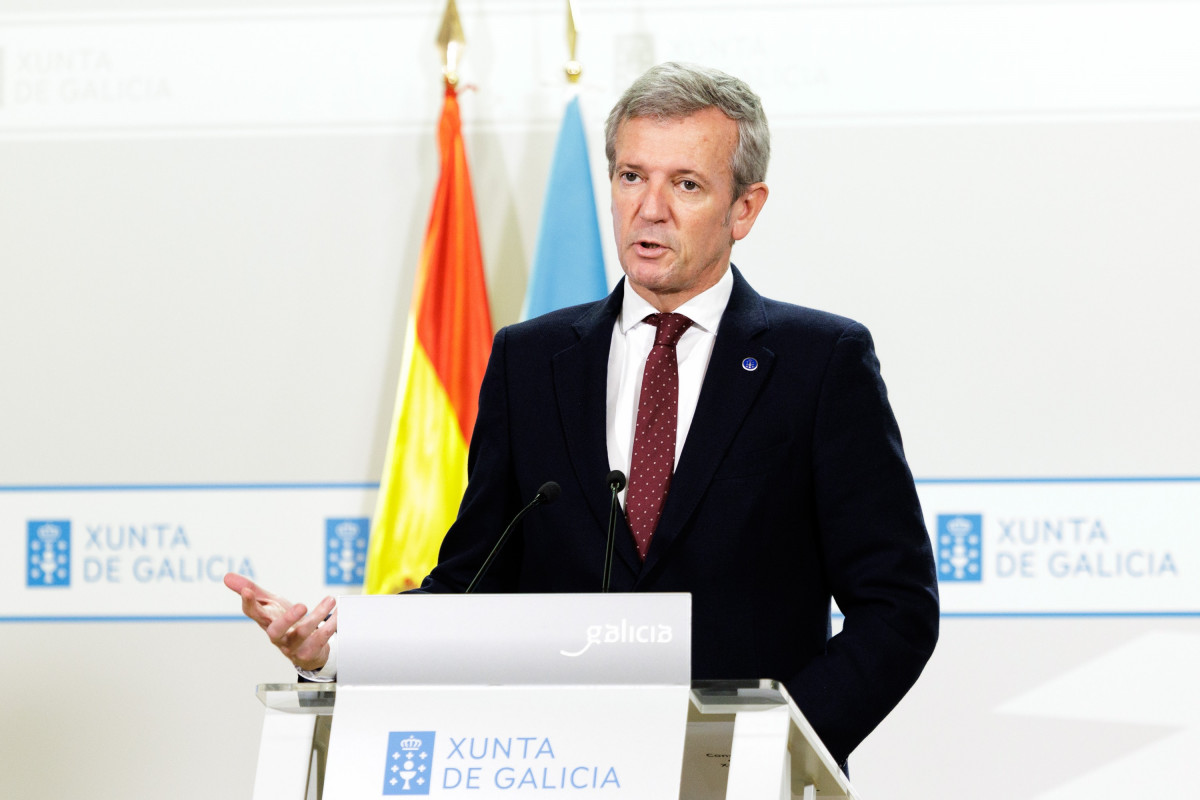 El presidente de la Xunta, Alfonso Rueda, en la rueda de prensa posterior a la celebración del Consello de la Xunta