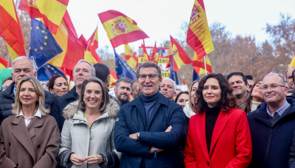 Feijóo en una manifestación en 2023