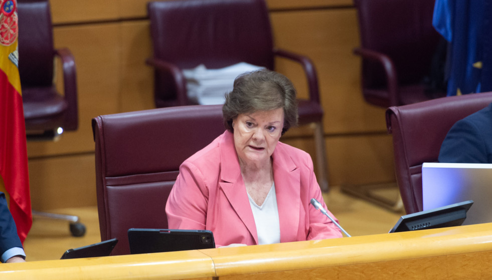 La presidenta del Tribunal de Cuentas, Enriqueta Chicano, durante su comparecencia ante la Comisión Mixta para las Relaciones con el Tribunal de Cuentas, en el Senado, a 27 de mayo de 2025, en la Sal