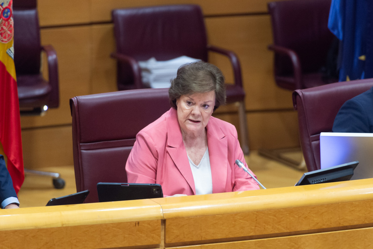 La presidenta del Tribunal de Cuentas, Enriqueta Chicano, durante su comparecencia ante la Comisión Mixta para las Relaciones con el Tribunal de Cuentas, en el Senado, a 27 de mayo de 2025, en la Sal