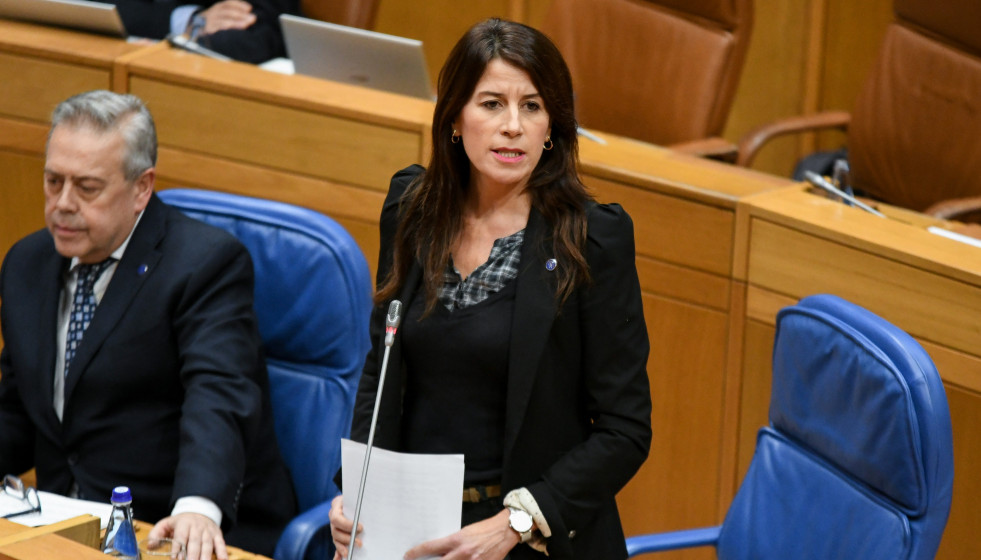 La conselleira de Vivenda e Planificación de Infraestruturas, María Martínez Allegue, en el pleno