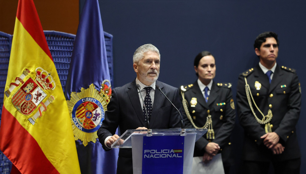 El ministro de Interior, Fernando Grande-Marlaska, durante un acto de la Policía Nacional
