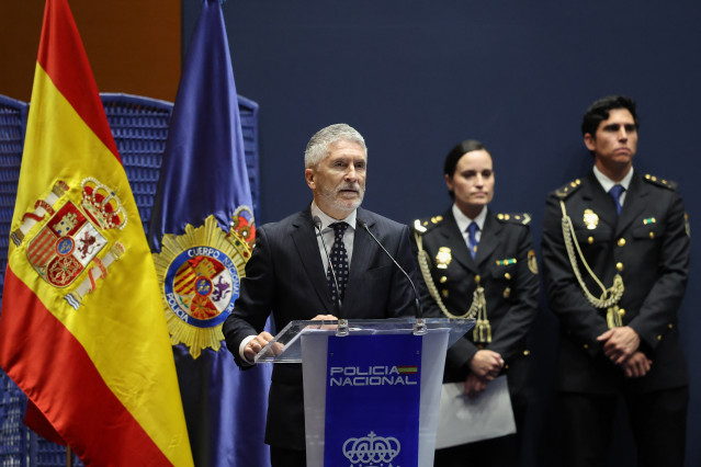 El ministro de Interior, Fernando Grande-Marlaska, durante un acto de la Policía Nacional