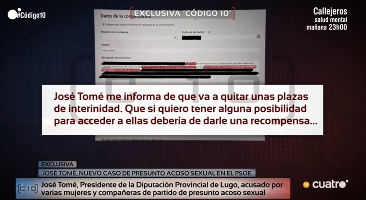 Otra de las denuncias presentadas contra Tomu00e9 emitida por Cuatro