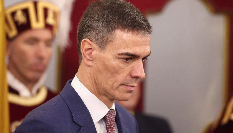 El presidente del Gobierno, Pedro Sánchez, durante el acto institucional por el Día de la Constitución, en el Congreso de los Diputados, a 6 de diciembre de 2025, en Madrid (España).