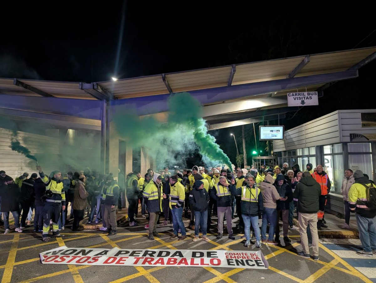 Protesta de trabajadores de ENCE este viernes