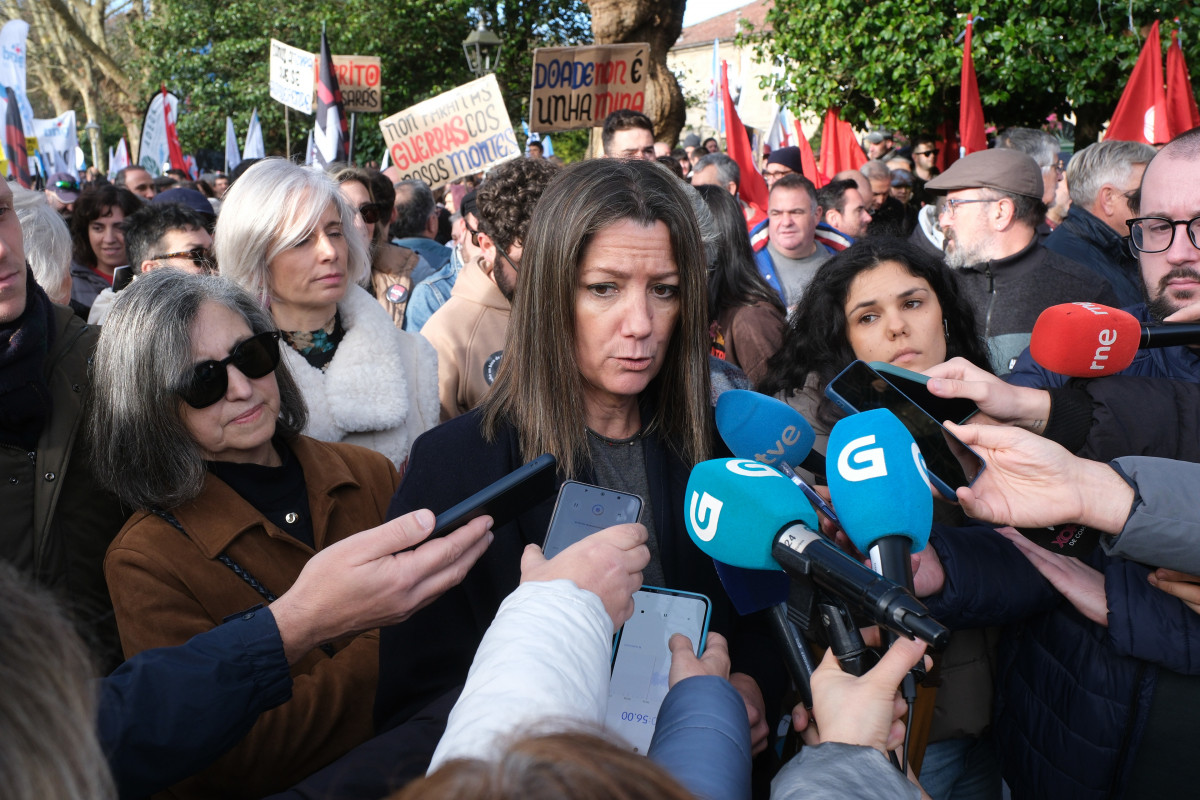 La secretaria de Organización del PSdeG, Lara Méndez, en declaraciones a los medios, a 14 de diciembre de 2025.