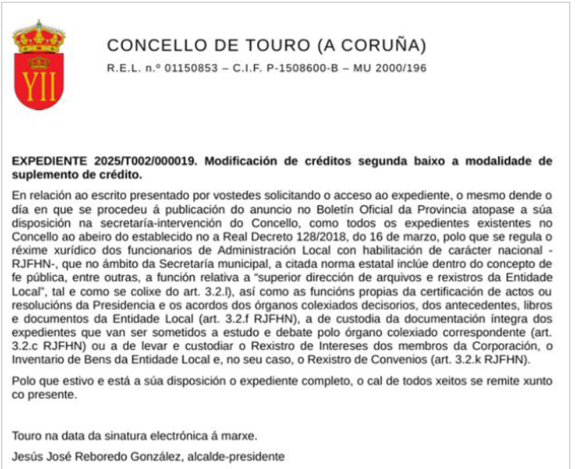 Resposta concello de Teo