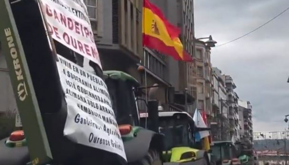 Tractorada en el centro de Ourense en una imagen de archivo