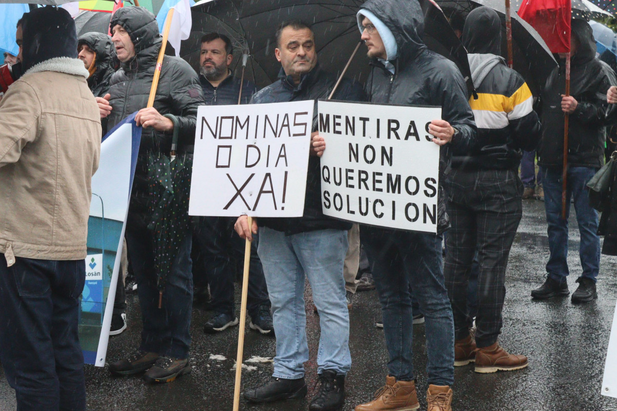 Protesta de trabajadores de Losan y Arsepal en una foto de CIG