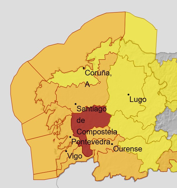 Avisos de AEMET para martes