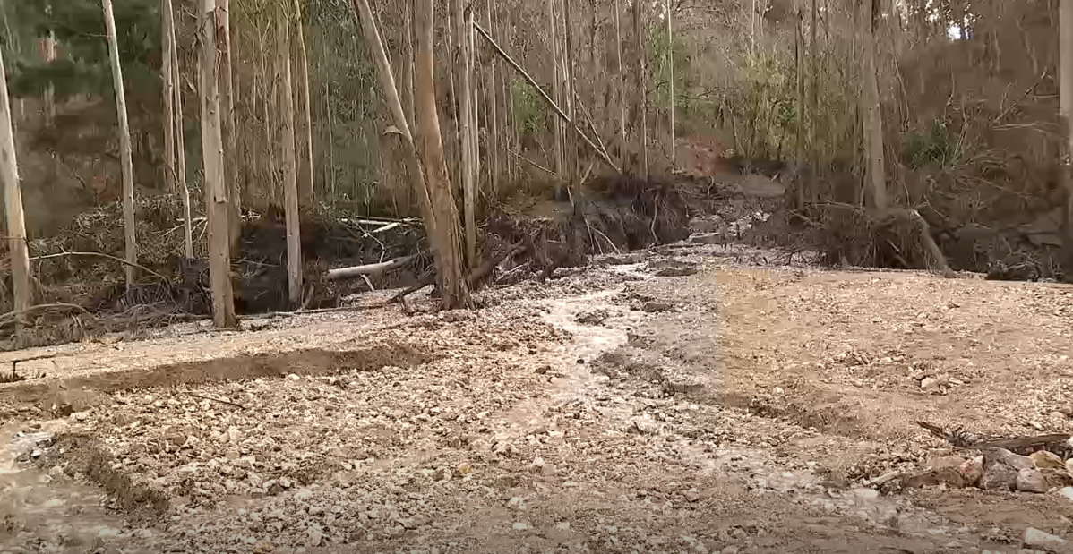 Restos del colapso de la balsa en el monte Neme