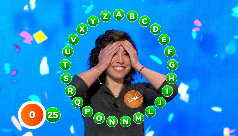 Rosa Rodríguez tras hacer pleno en Pasapalbra en una imagen de Atresmedia