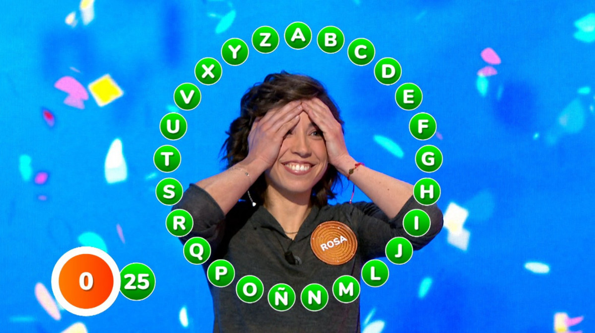 Rosa Rodru00edguez tras hacer pleno en Pasapalbra en una imagen de Atresmedia