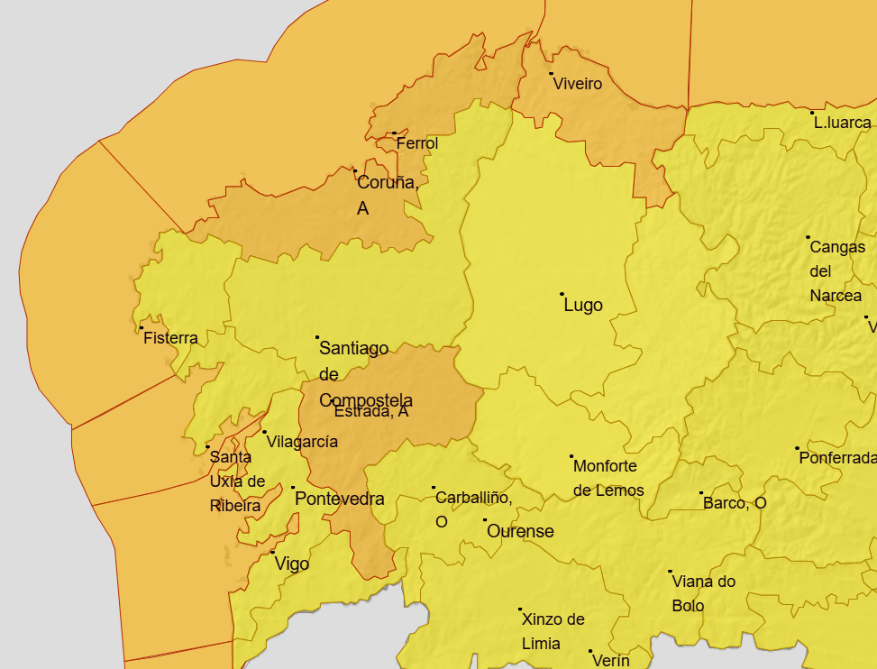 Previsiu00f3n de avisos de AEMET para el miu00e9rcoles